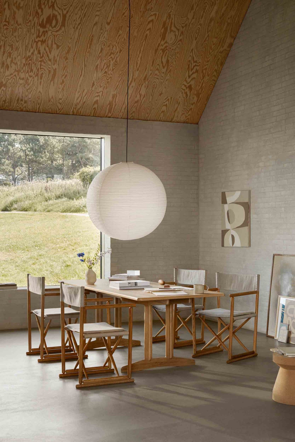 J138 - Foldestol - Eg - Hør - Beige - Lifestyle 4